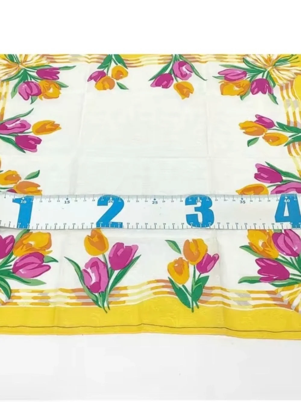Givenchy Floral Tulip Border Scarf in Yellow, Pink & Green